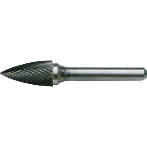 Solid Carbide Burrs - Tree Shape Pointed End, SG-42, 1/8" Dia., 1/8" Shank, 5/16" Depth of Cut Ottawa Fastener Supply
