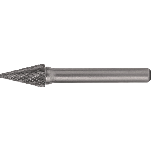 Solid Carbide Burrs - Pointed Cone Shape, SM-5, 1/2" Dia., 1/4" Shank, 7/8" Depth of Cut Ottawa Fastener Supply