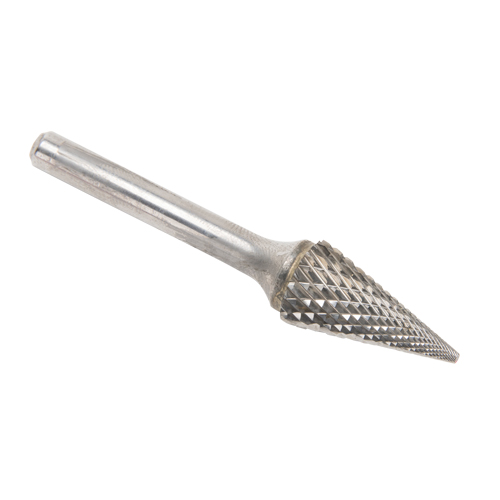 Solid Carbide Burrs - Pointed Cone Shape, SM-5, 1/2" Dia., 1/4" Shank, 22.2 mm Depth of Cut Ottawa Fastener Supply
