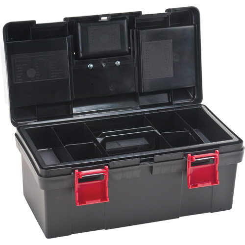 Plastic Tool Box, 17-1/2" W x 9-1/2" D x 8" H, Black Ottawa Fastener Supply