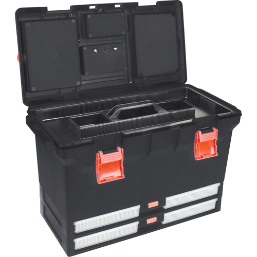 Plastic Tool Box, 22" W x 11" D x 14-1/2" H, Black Ottawa Fastener Supply