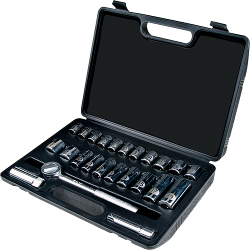 Metric Socket Set, 24 Pcs, 3/8" Drive Size, Deep Ottawa Fastener Supply
