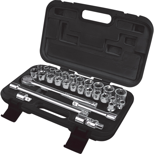 SAE/Metric Socket Set, 29 Pcs, 1/2" Drive Size Ottawa Fastener Supply