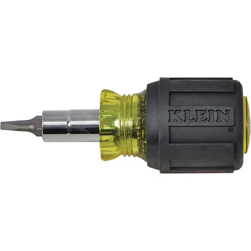 Stubby Multi-Bit Screw Driver With Sq.Recess, 3-1/5" L, Cushion Grip Handle Ottawa Fastener Supply