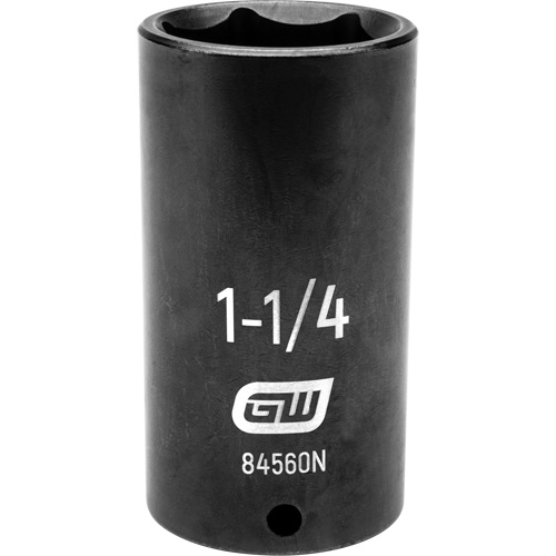 SAE Socket, Impact, 1-1/4", 1/2" Drive, 6 Points, Deep Ottawa Fastener Supply