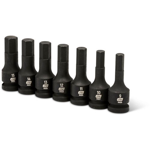 Impact Metric Bit Socket Set, Hex, 1/2" Drive, 7 Pcs Ottawa Fastener Supply