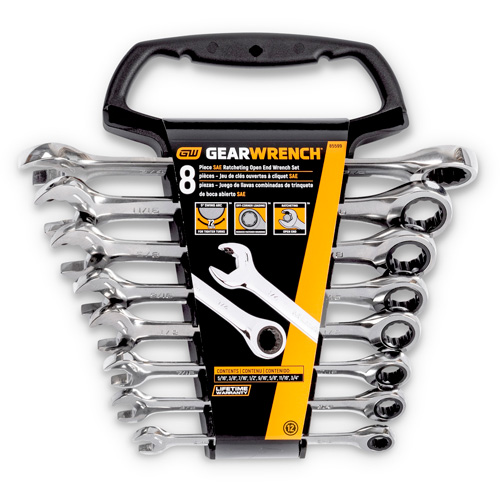 72-Tooth 12 Point Ratcheting SAE Wrench Set, Combination/Open-Ended, 8 Pieces, Imperial Ottawa Fastener Supply
