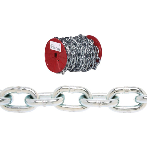 Campbell&reg; Proof Coil Chain, Low Carbon Steel, 3/16" x 100' (30.4 m) L, Grade 30, 800 lbs. (0.4 tons) Load Capacity Ottawa Fastener Supply