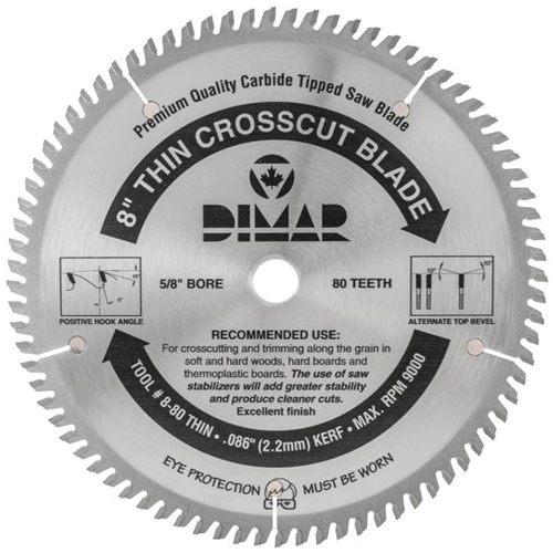 Lame de scie industrielle - coupe en travers &agrave; voie &eacute;troite, 8", 80 dents, Pour Bois Ottawa Fastener Supply