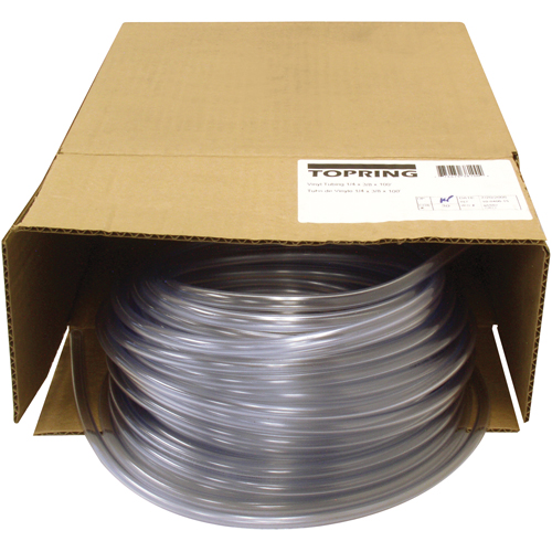 Tubing, Air/Water, 0.375" OD x 100' L, PVC, Clear, 55 PSI @ 20°C Ottawa Fastener Supply