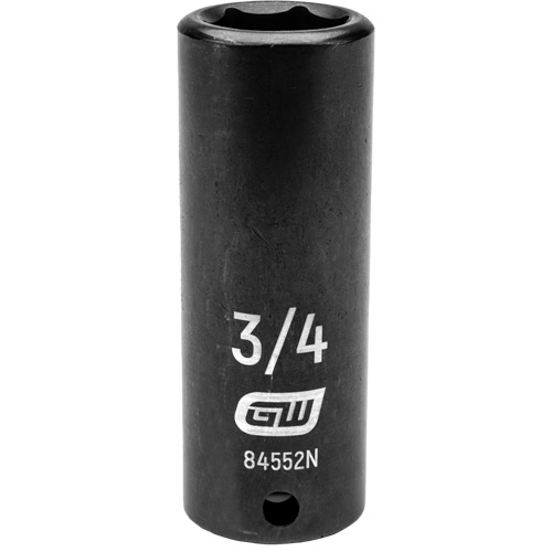 SAE Socket, Impact, 3/4", 1/2" Drive, 6 Points, Deep Ottawa Fastener Supply