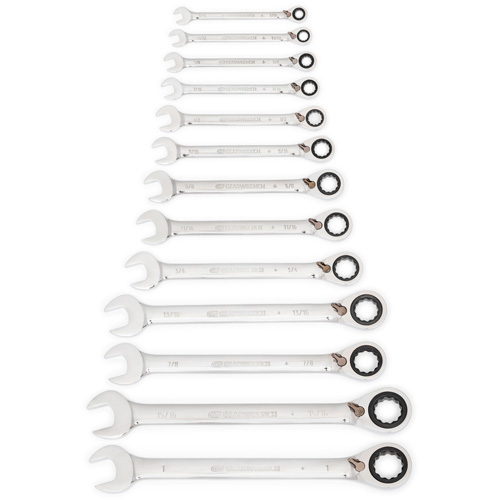 72-Tooth 12 Point Reversible Ratcheting SAE Wrench Set, Combination, 13 Pieces, Imperial Ottawa Fastener Supply