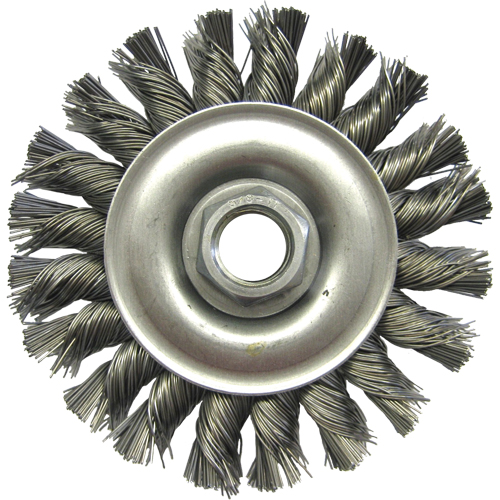 Brosses m&eacute;talliques &agrave; touret, Dia. 4", Fils 0,02", Arbre 5/8"-11, Acier Ottawa Fastener Supply