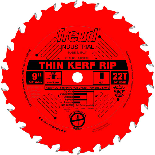 Lames de scie industrielle TCS - refente/coupe en travers &agrave; voie &eacute;troite, 9", 22 dents, Pour Bois Ottawa Fastener Supply