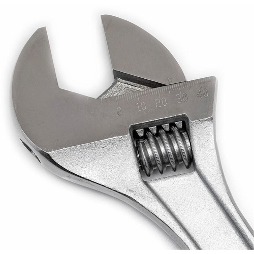 Adjustable Tapered Handle Wrench - Carded, 15" L, 1-11/16"/43 mm Max Width, Chrome/Polished Ottawa Fastener Supply