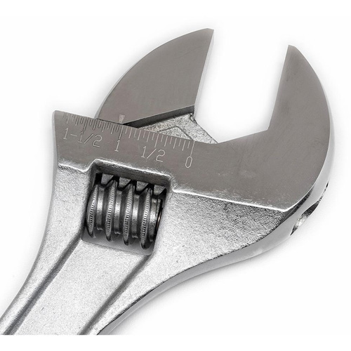 Adjustable Tapered Handle Wrench - Carded, 15" L, 1-11/16"/43 mm Max Width, Chrome/Polished Ottawa Fastener Supply