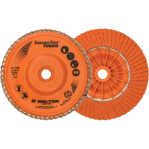 Disque &agrave; lamelles Enduro-Flex Turbo, 5" x 5/8"-11, Type 27S, Grain 80, C&eacute;ramique Ottawa Fastener Supply