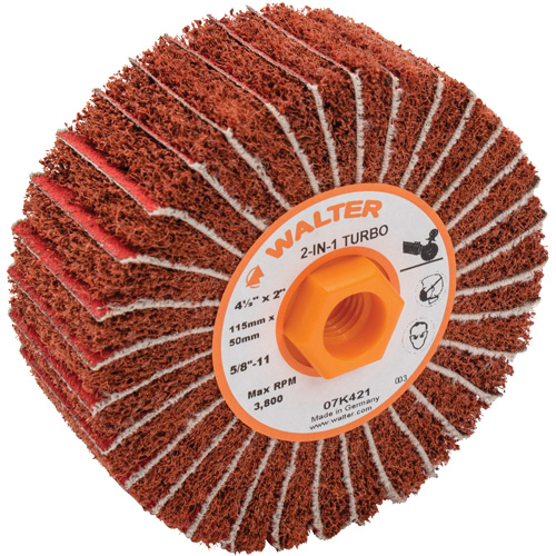 Two-In-One Turbo Drums, 4-1/2" Dia. x 2" W, 5/8"-11 Arbor, 60 Grit Ottawa Fastener Supply