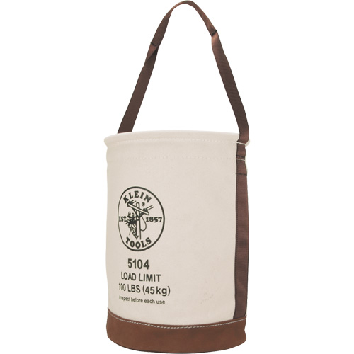 Bucket with Leather Bottom, 17" H, Canvas, Beige Ottawa Fastener Supply