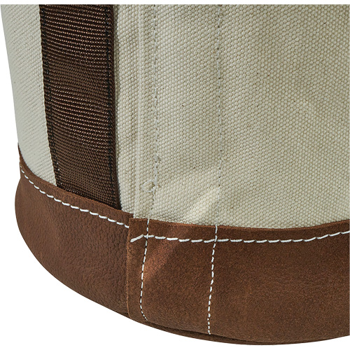 Leather-Bottom Bucket, 17" H, Canvas, White Ottawa Fastener Supply