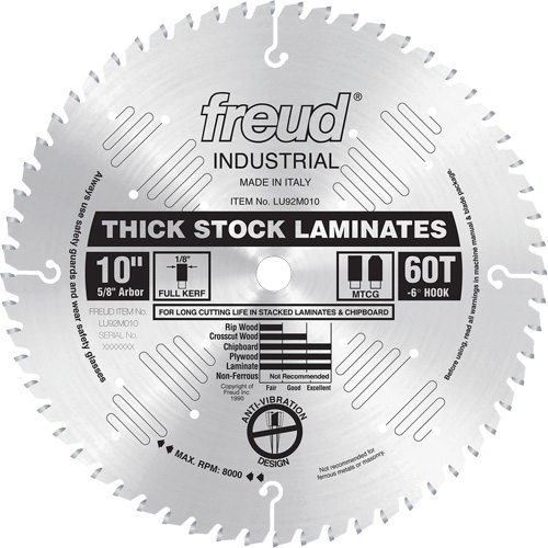 Lames de scie industrielle pour panneaux de particules, 10", 60 dents, Pour Stratifi&eacute; Ottawa Fastener Supply