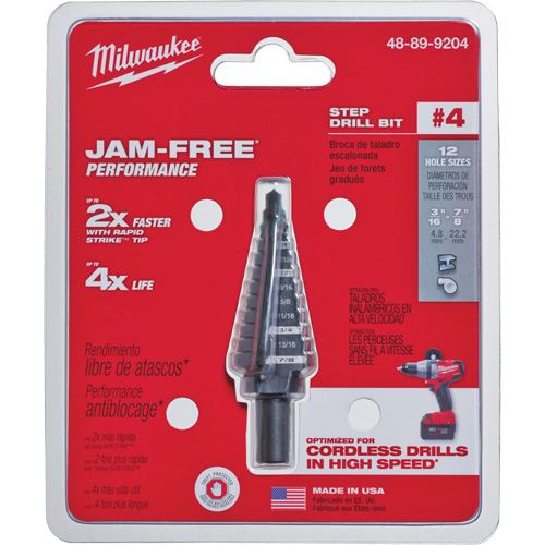 Foret &eacute;tag&eacute; no 4, 3/16" - 7/8", Incr&eacute;ments de 1/16", Acier rapide Ottawa Fastener Supply