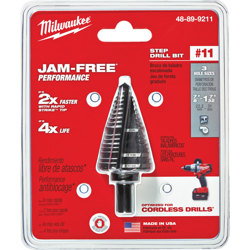 #11 Step Drill Bit, 7/8" - 1-7/32" , High Speed Steel Ottawa Fastener Supply