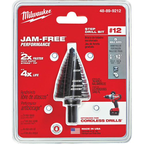 #12 Step Drill Bit, 7/8" - 1-3/8" , High Speed Steel Ottawa Fastener Supply