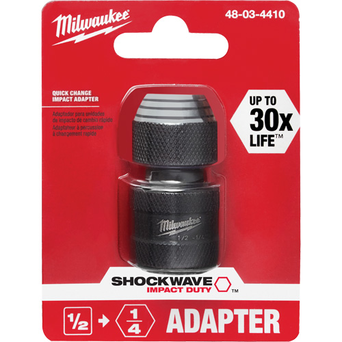 Shockwave Impact Driver Square to Hex Socket Adapter, Impact, 1/4" Drive, 1/2" Socket, 1.875" L Ottawa Fastener Supply