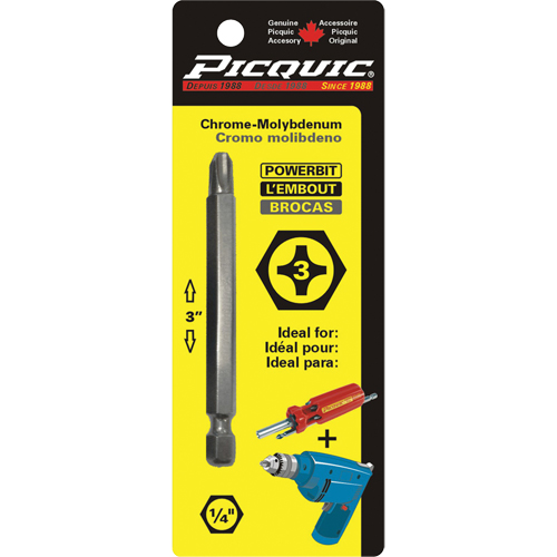 Powerbit, Phillips, #3 Tip, 1/4" Drive Size, 3" Length Ottawa Fastener Supply