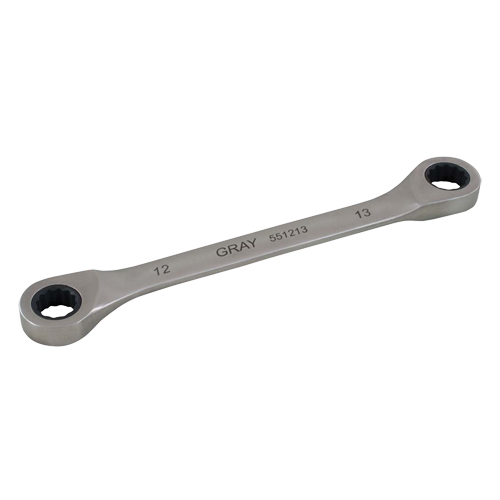 Double Box End Gear Ratcheting Wrench, 12 Point, 12 mm x 13 mm, Plain Finish Ottawa Fastener Supply
