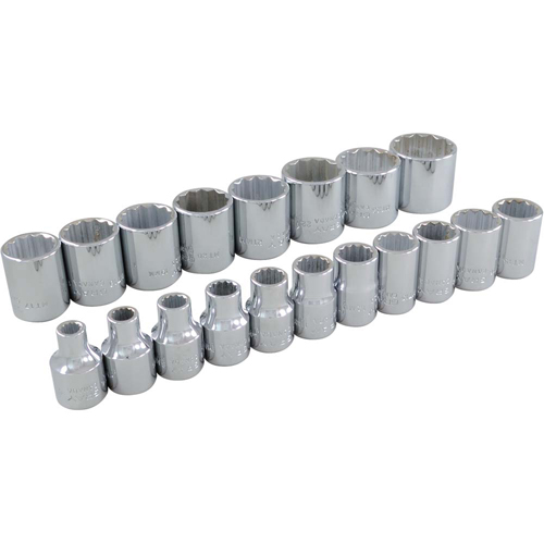 Socket Set, 19 Pcs, 3/8" Drive Size Ottawa Fastener Supply