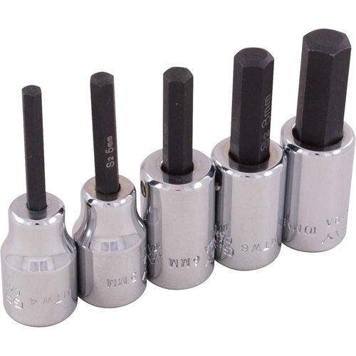 Hex Head Socket Set, Hex, 3/8" Drive, 5 Pcs Ottawa Fastener Supply