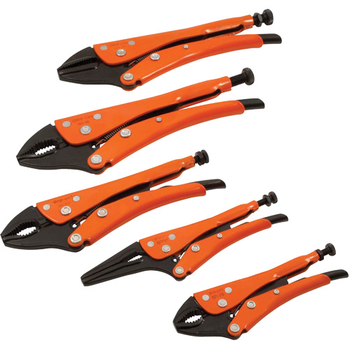 Straight Curved & Long Nose Locking Pliers Set, 5 Pieces Ottawa Fastener Supply