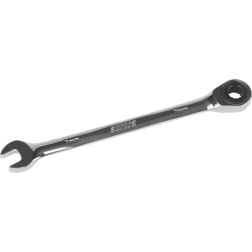 Metric Ratcheting Combination Wrench, 12 Point, 7 mm, Chrome Finish Ottawa Fastener Supply