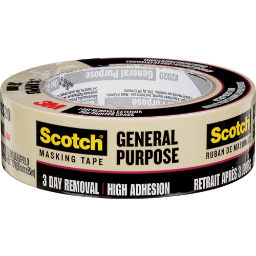 Scotch&reg; Contractor Grade Masking Tape 2020, 36 mm (1-1/2") x 55 m (180'), Beige Ottawa Fastener Supply