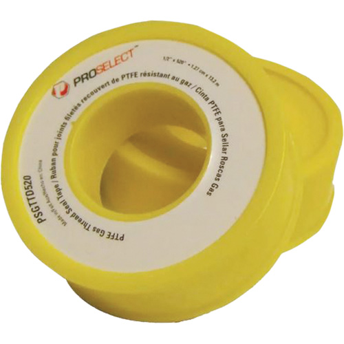 Ruban &agrave; filetage pour tuyau en PTFE pour industrie p&eacute;troli&egrave;re et gazi&egrave;re, 12,7 mm (1/2") x 6,6 m (21,67'), Jaune Ottawa Fastener Supply
