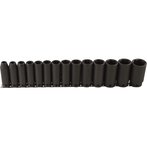 Jeu de douilles longues, 14 Mcx, Chocs, Prise de 1/2", Profond Ottawa Fastener Supply