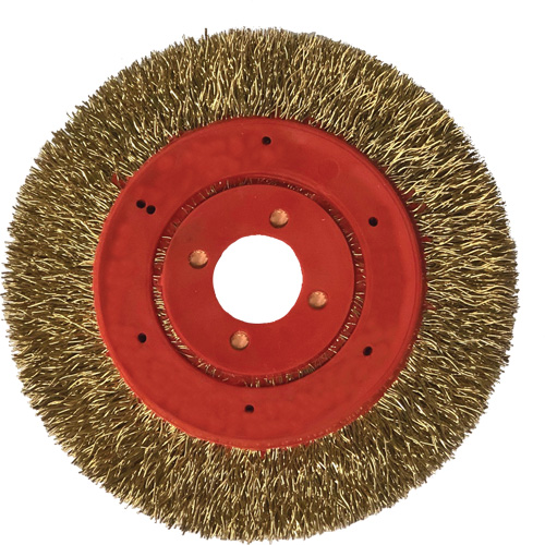 Brosse m&eacute;tallique &agrave; touret et &agrave; encapsulation partielle ne rejetant pas les fils, 3" dia., Fils 0,012", Arbre 1/4" Ottawa Fastener Supply