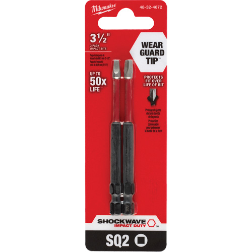 Embout de tournevis Shockwave Impact Duty, Carr&eacute;e, Embout #2, Prise 1/4", Longueur 3-1/2" Ottawa Fastener Supply