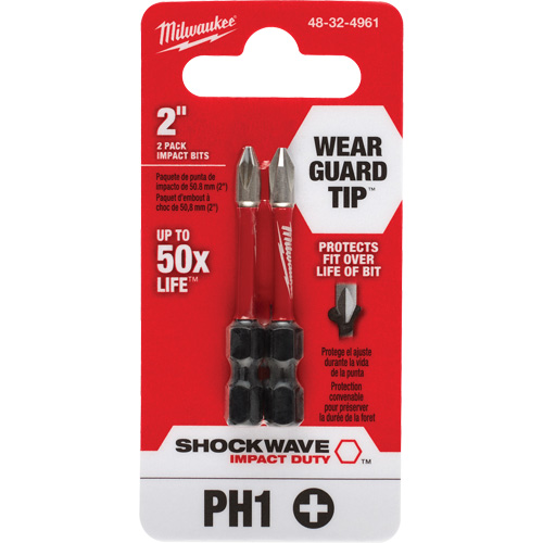 Embout de tournevis Shockwave Impact Duty, Phillips, #1, Prise 1/4" Ottawa Fastener Supply