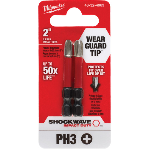 Embout de tournevis Shockwave Impact Duty, Phillips, #3, Prise 1/4" Ottawa Fastener Supply