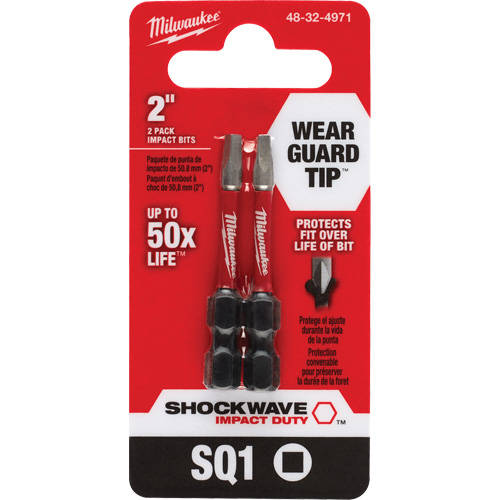 Embout de tournevis Shockwave Impact Duty, Carr&eacute;e, #1, Prise 1/4" Ottawa Fastener Supply