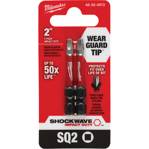 Embout de tournevis Shockwave Impact Duty, Carr&eacute;e, #2, Prise 1/4" Ottawa Fastener Supply