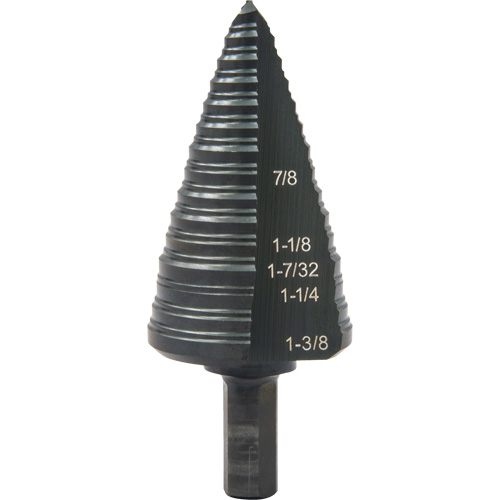 #12 Multi-Hole Step Drill Bit, 7/8" - 1-3/8" , 1/16" Increments, High Speed Steel Ottawa Fastener Supply