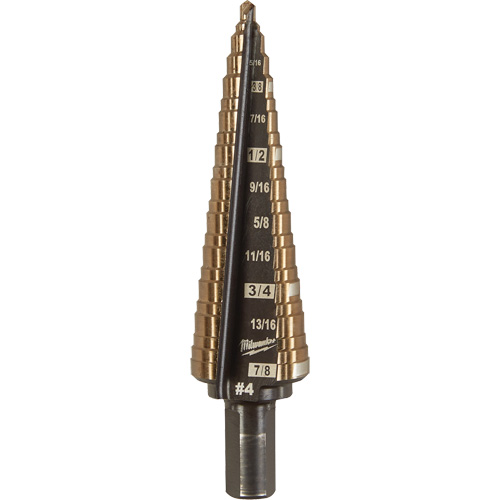 Step Drill Bit, 3/16"/#4 - 7/8"/#4 , 1/32" Increments, High Speed Cobalt Ottawa Fastener Supply