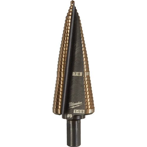 Step Drill Bit, 7/8"/#9 - 1-1/8"/#9 , 1/32" Increments, High Speed Cobalt Ottawa Fastener Supply