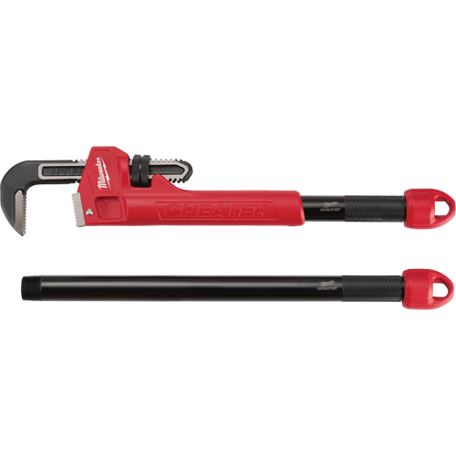 Cheater Adaptable Pipe Wrench, 2-1/2" Jaw Capacity, 18"/24"/10" Long, Powder Coated Finish, Ergonomic Handle Ottawa Fastener Supply
