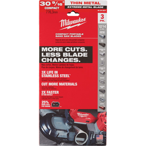 Extreme Metal Band Saw Blades, High Speed Steel, 30-9/16" L x 1/2" W x 0.02" Thick, 12/14 TPI Ottawa Fastener Supply