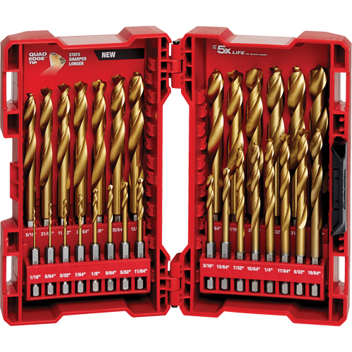 Shockwave Red Helix Drill Bit Set, 29 Pieces, Titanium Ottawa Fastener Supply
